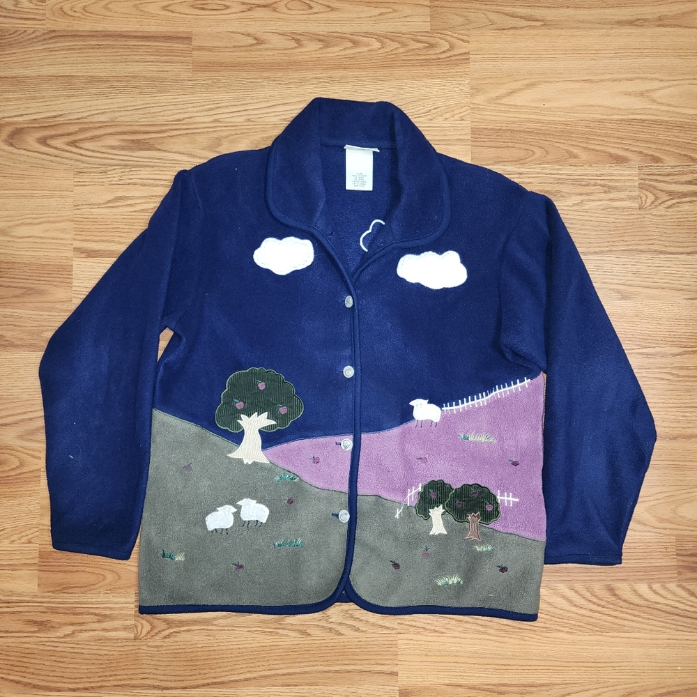 Northern Reflections Blue Sweater with Nature Motif